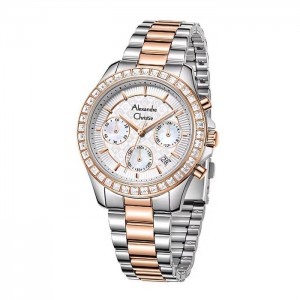 Alexandre Christie AC 6696 Silver Rosegold Steel Lady MCFTRSL